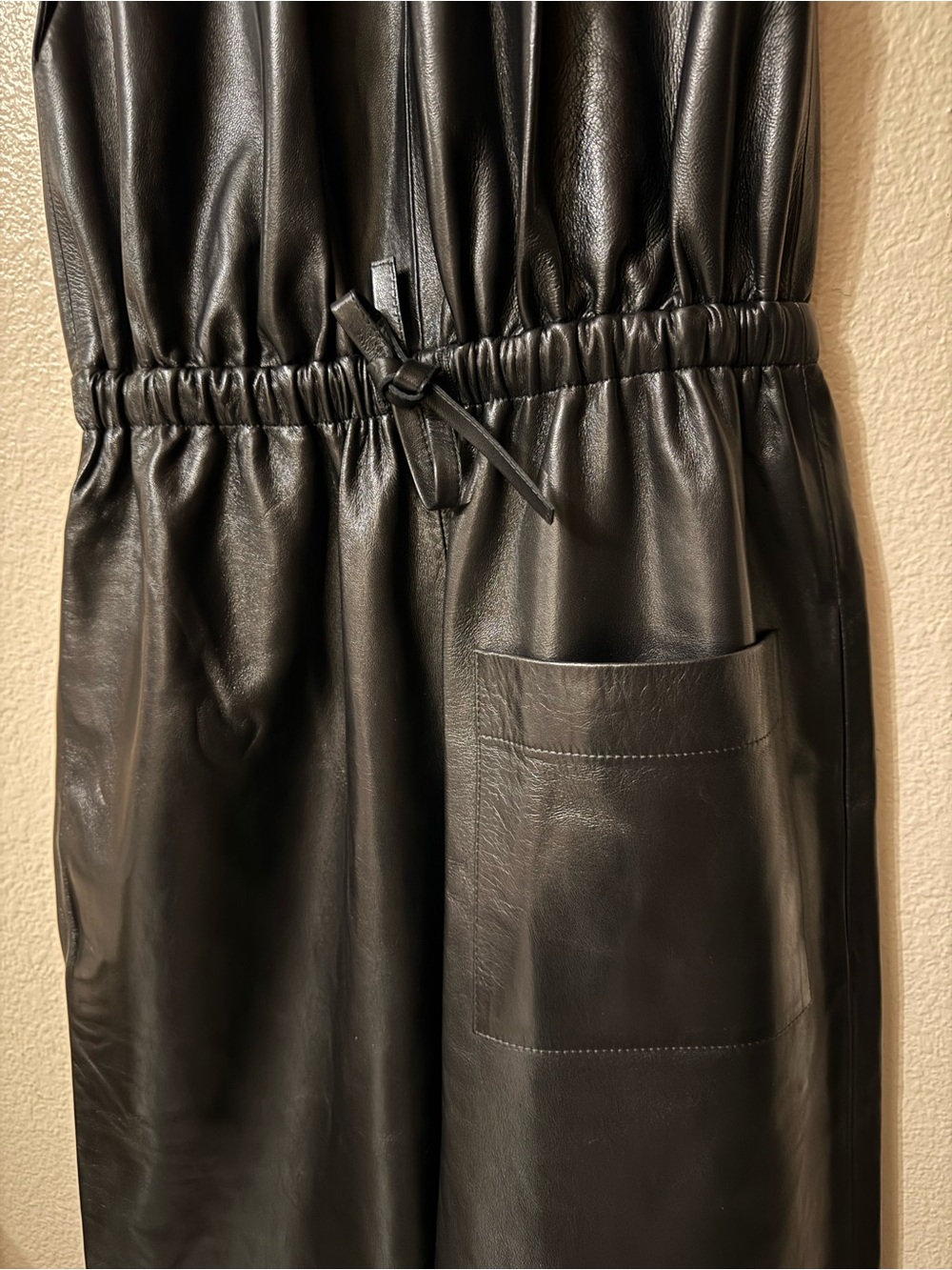 PHOEBE PHILO 💯 % lamb -Leather jumpsuit with Sleeveless Silhouette - Picture 5 of 16